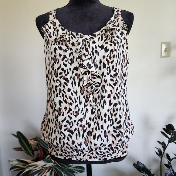 White House Black Market leopard print tank top, medium - Picture 4 of 12